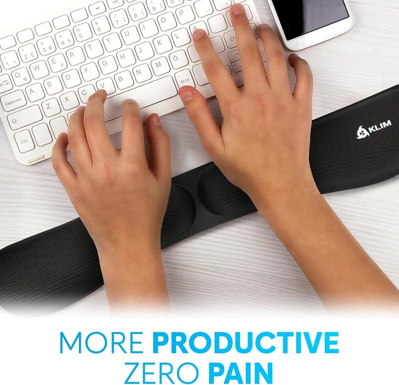 KLIM Keyboard Wrist Rest, Wrist Rest for Computer Keyboard, Memory Foam, Wrist Support, Ergonomic Design for Typing Pain Relief, 2 Pieces Mouse & Keyboard Set, Mouse Wrist Rest, Stain Resistant, Black - Image 2